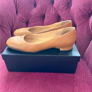 CHANEL Tan Leather Flats
